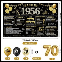 70th Birthday Party Decorations Kit, 37 Pc, Black Gold White