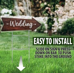 Wedding Directional Arrow Yard Signs (23.5 x 8.5) with Heavy Duty Yard Stakes