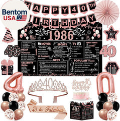 40Th Birthday Decorations for Women,32Pcs Back in 1986 Birthday Party Decoration
