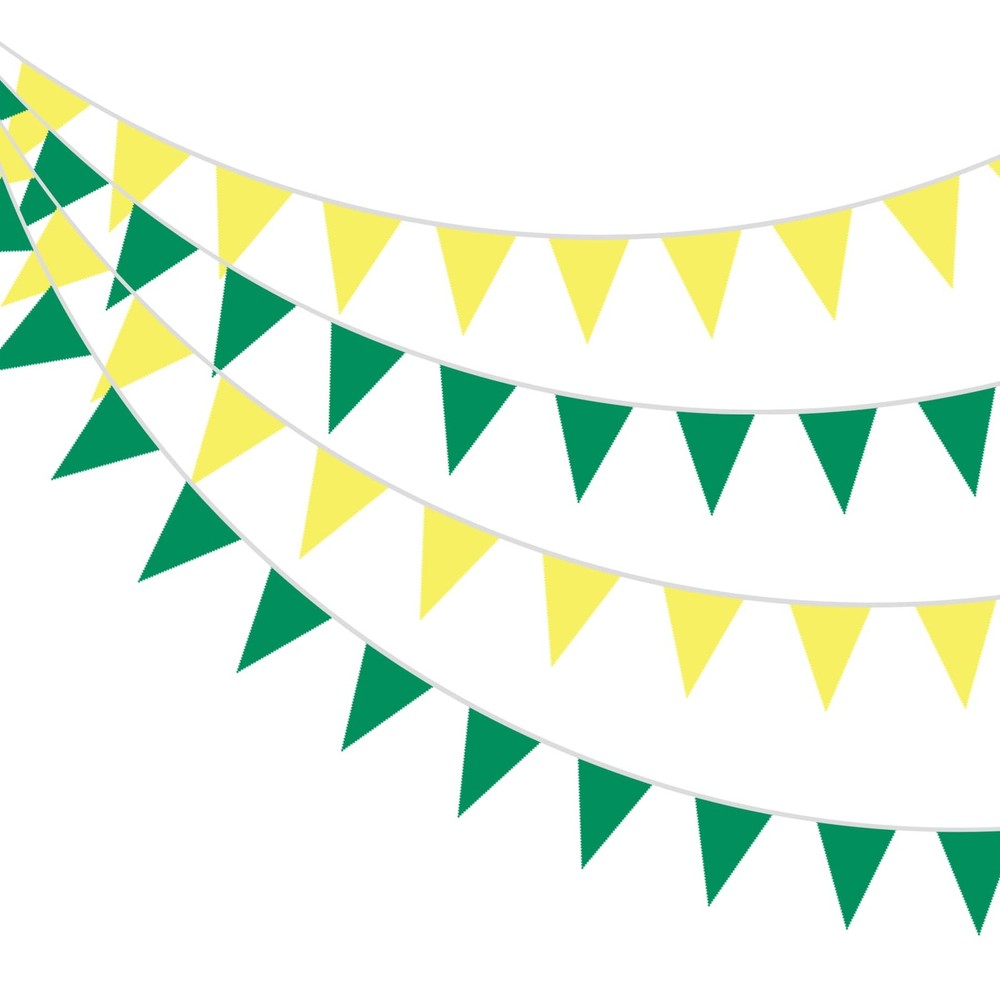 2 Pack Yellow Green Fabric Bunting Banner Pennant Hanging Party Decorations C…