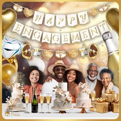 Engagement Party Decorations – Gold Engagement Congratulations Decor, HAPPY ENGA