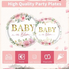 Baby in Bloom Baby Shower Decorations, 96PCS Spring Floral Party Plates Napkins