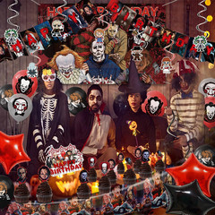 Horror Birthday Party Decorations Kit – 38 Pcs Halloween Themed Supplies with Ba