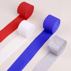 8 Rolls Patriotic Crepe Paper Streamers 1.8″x82′ each Red,White,Blue,Gray/Silver