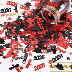 Graduation Confetti 2026, Black Red Decor Graduation Party Supplies, Class of 20
