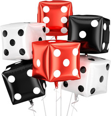 Jumbo Dice Balloons Foil, 6 Pcs 24 Inch Red Black White 4D Cube Dice Balloons He