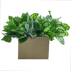 6 Bundles of artificial green plants and flowers, outdoor 13.78 inches, Green