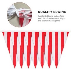 Pennant Banners, Reusable Polyester Cloth Flags for Red & White Striped