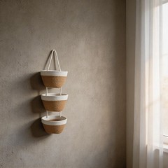 White 3-Tier Cotton Wall Storage Basket for Vertical Space Organization