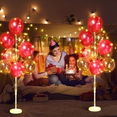 2 Set Floor Balloon Column Stand Kit with 40 Balloons Light Balloon Tower Kit…