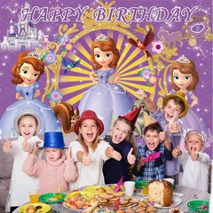 Sofia Princess Backdrop Banner Happy Birthday Party Photo Background Decorations