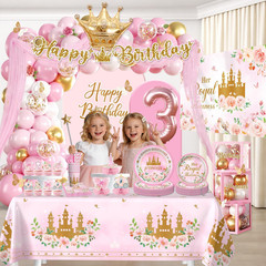 295 Pcs Her Royal Threeness Birthday Decorations – Complete Princess Theme 3Rd B