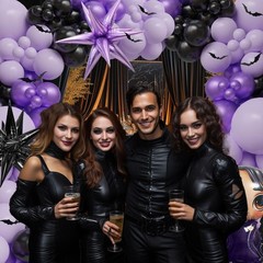143pc Purple And Black Balloon Arch Kit Gothic Balloon Garland Bats Starburst…