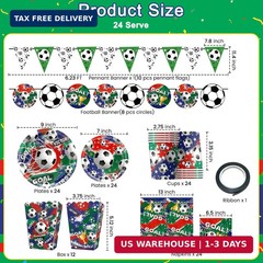 110 Pcs Soccer Party Decorations for 24 Guests, Soccer Supplies Includes Plates,