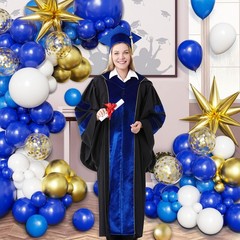 Blue White Gold Balloon Arch Kit Graduation Decorations 2026, 130Pcs Blue and…