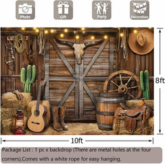 Western Cowboy Backdrop 10X8Ft Western Party Decorations Rodeo Wild West Country