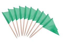 Solid Green Cupcake Toppers Flags Mini Small Plain Green Triangle Toothpick Stic