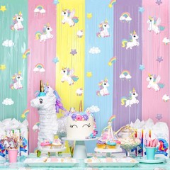 Tiamon Unicorn Party Decorations 2 Pack Foil Fringe Curtains