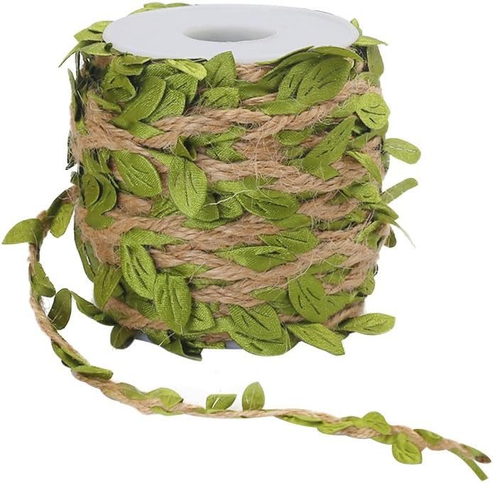 Tenn Well Burlap Leaf Ribbon, 66 Feet 5mm Natural Jute Twine 1PC/66FT, Green