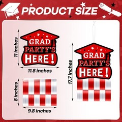 4 Sets Red Black and White Graduation Party Decorations 2024, Congrats Grad Clas