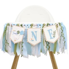 Goose High Chair Banner – Boys First Party Decorations, Blue Goose 1st Banner…
