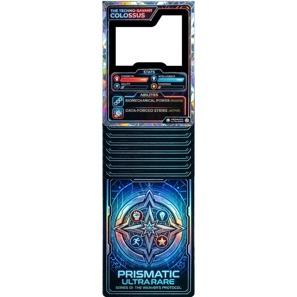 SS11365 Power Maxed RPG Trading Card Stats Collectible Holographic Stand In Card