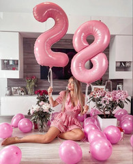 40 Inch Number 8 Balloon, Pearl Pink 8 18 28 80 Birthday Balloons for Men Boy…