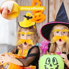 2 Sets Yellow Mustache and Eyebrows,Halloween Self Adhesive Faux…