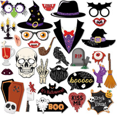30 Halloween Photo Booth Props for Selfies and Party Supplies