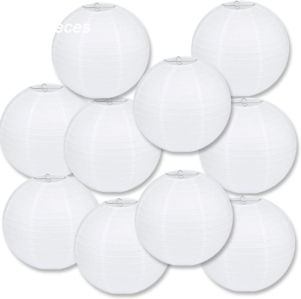 10 Packs 12 Inch White Paper Lanterns round Chinese/Japanese Hanging Ball Lanter
