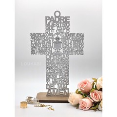 US 4/12pcs Wooden Religious Cross Chalice Centerpiece w Stand Baby Shower Decor