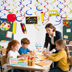 46 PCS Back to School Decorations Hanging Swirls – First Day of School Hanging D