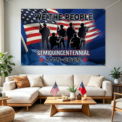 250Th Anniversary Banner American Backdrop 1776-2026, Red White Blue USA Patriot