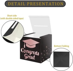 Rose Gold Foldable Cardboard Grad Money Box
