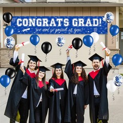 37Pcs Graduation Banner Balloon Decorations Class of 2026, Congrats Grad Bann…