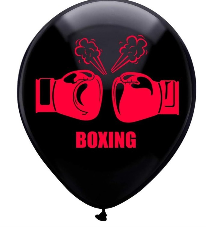 Boxing Latex Balloons, 12inch (16pcs) Red and Black Boxer Sport Birthday Party D