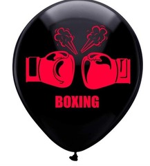 Boxing Latex Balloons, 12inch (16pcs) Red and Black Boxer Sport Birthday Party D