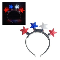 Light Up Red Blue White Star Headband for Women Men Fourth of July Celebration