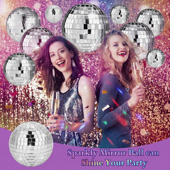 50 Pcs Disco Balls Decor Silver Mirror Disco Balls Hanging Decor Assorted Reflec