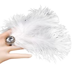 1PC Feather Acrylic Crystal Ring Adjustable for Party Stage Carnival Dance Fancy