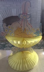 Vintage Baby Shower Decorations Honeycomb Umbrella Yellow Pink Blue