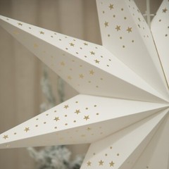 Nine-pointed Paper Star Lantern, 29Inch White Origami Hanging Lamps, Party Decor