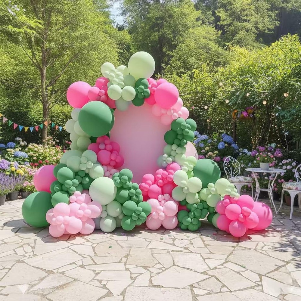 EICUECUE Pink and Green Balloons Garland Arch Kit 183Pcs – 5 10 12 18 inch Di…