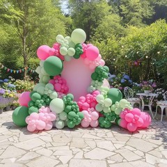 EICUECUE Pink and Green Balloons Garland Arch Kit 183Pcs – 5 10 12 18 inch Di…