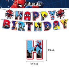 Spiderman Theme Birthday Party Decorate Supplies，Balloon Banner Cake Toppers Set