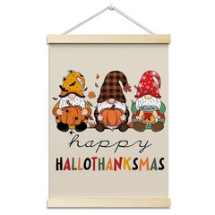 Happy Hallothanksmas Posters Hanger Frame Hanging Poster for Home Office BedR…