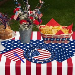 30 Sets 9″ & 7″ Plates, Napkins, Forks – July 4th Disposable