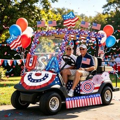 Patriotic Golf Cart Decorations Kit for 4th of July Parade Party