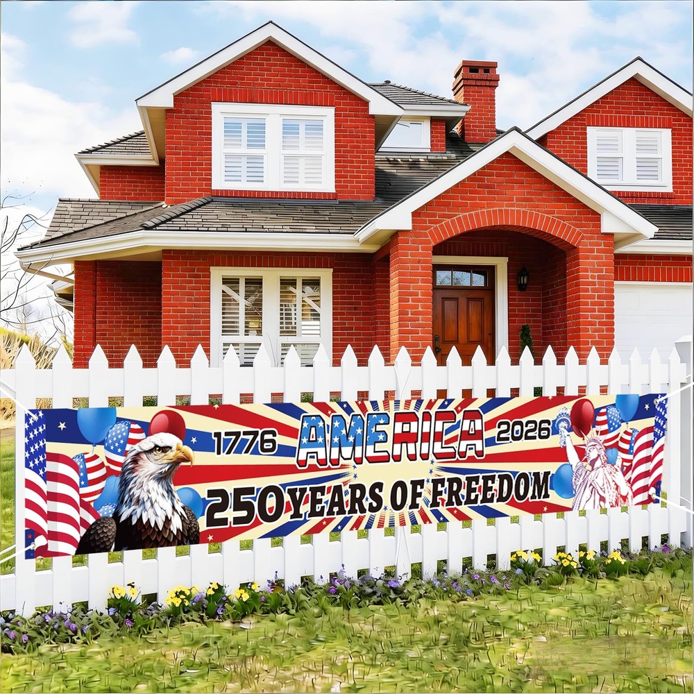 250th American Anniversary Large Banner 120″x20″ – USA 1776-2026 Patriotic La…