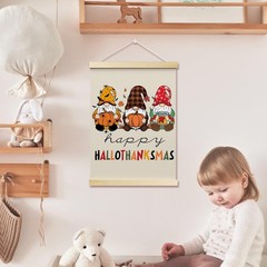 Happy Hallothanksmas Posters Hanger Frame Hanging Poster for Home Office BedR…